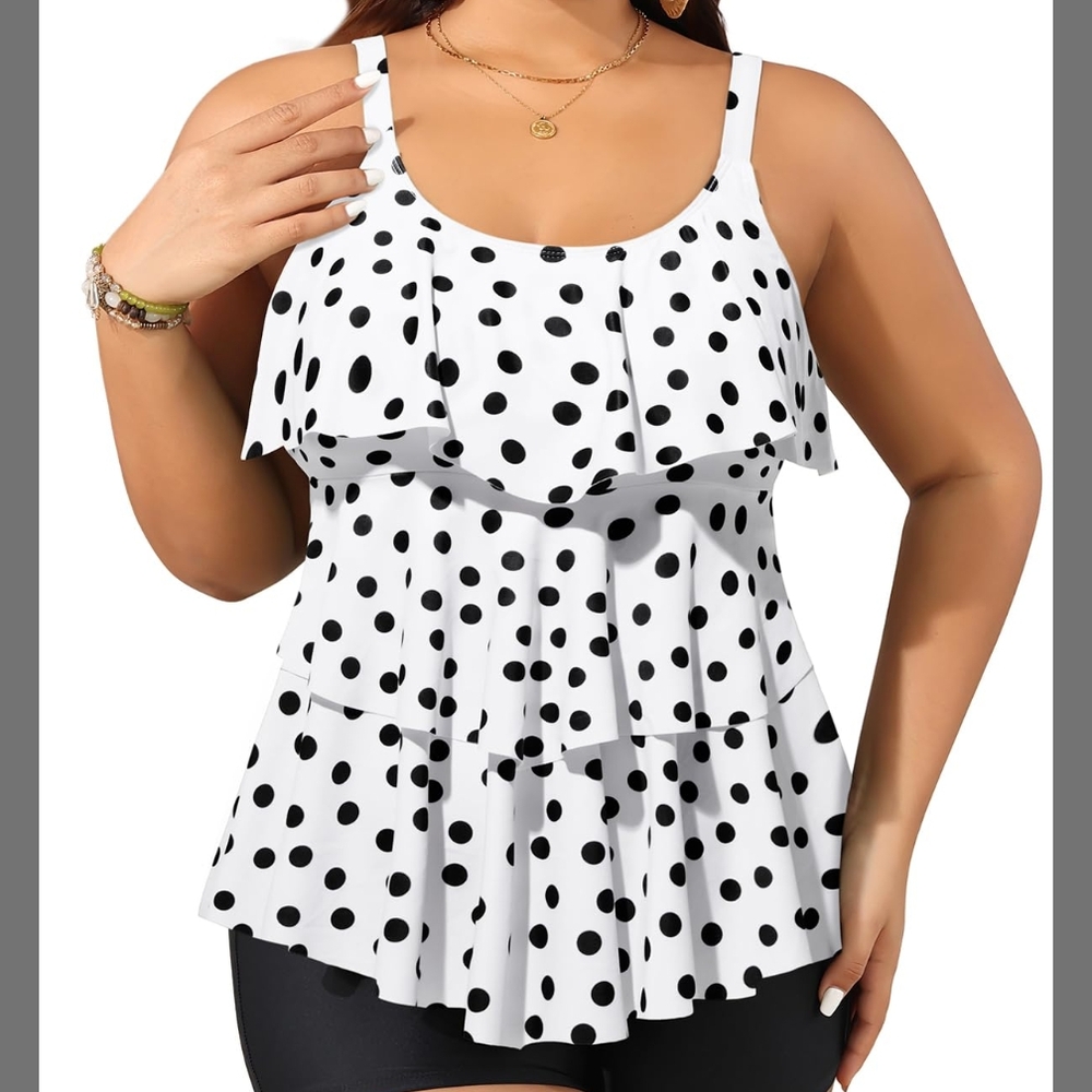 ♥️Yonique Women's Plus Size Tankini Swimsuits with Shorts Two Piece XL
